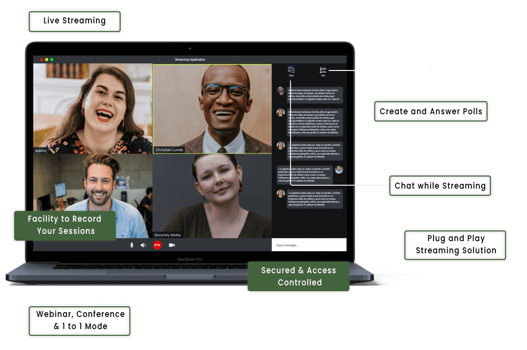 Live streaming and meeting Video streaming and online meeting software